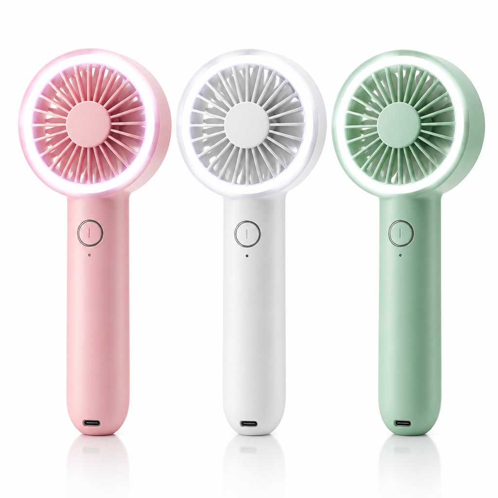 HH-F740 High-Speed Folding Hand Fan with ring light